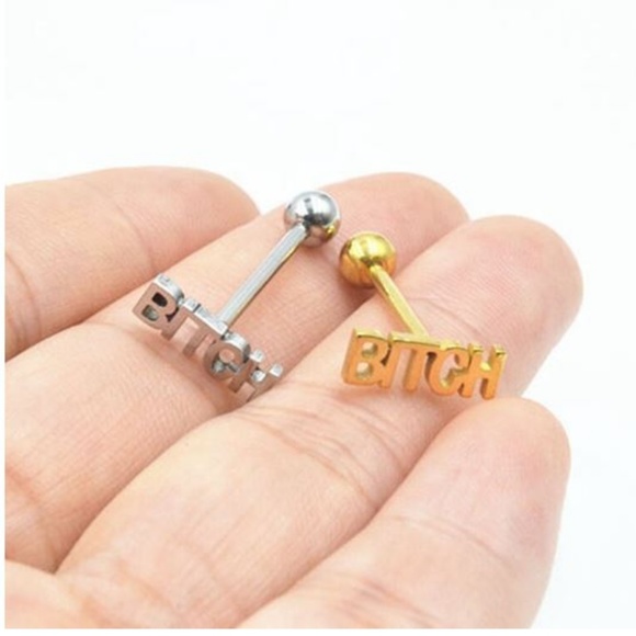 Stainless Steel Bitch Tongue Ring - Picture 2 of 8